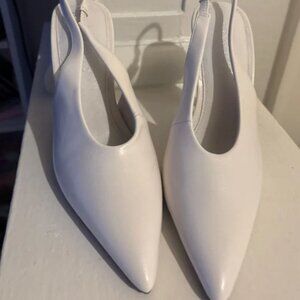 White sling back heels